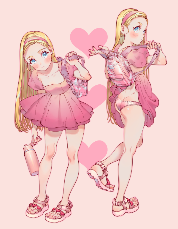 pink backpack girl - sticker set