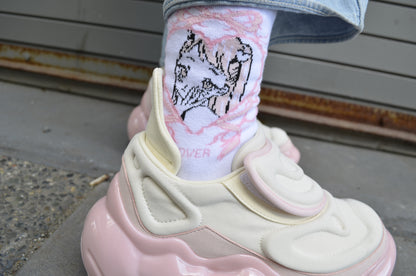 lover - socks white+pink/black+blue
