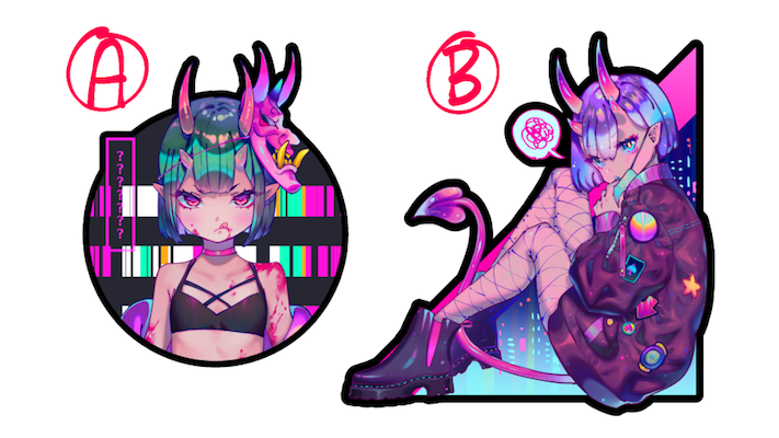 assorted demon girls stickers