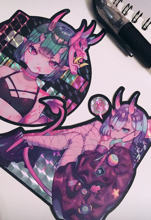 assorted demon girls stickers