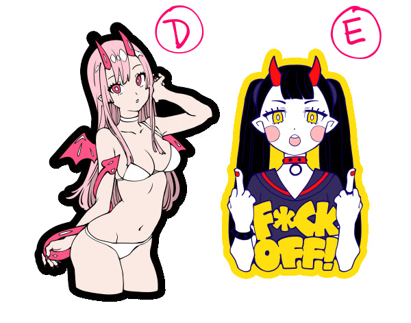 assorted demon girls stickers