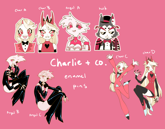 charlie + co.  pins and charms