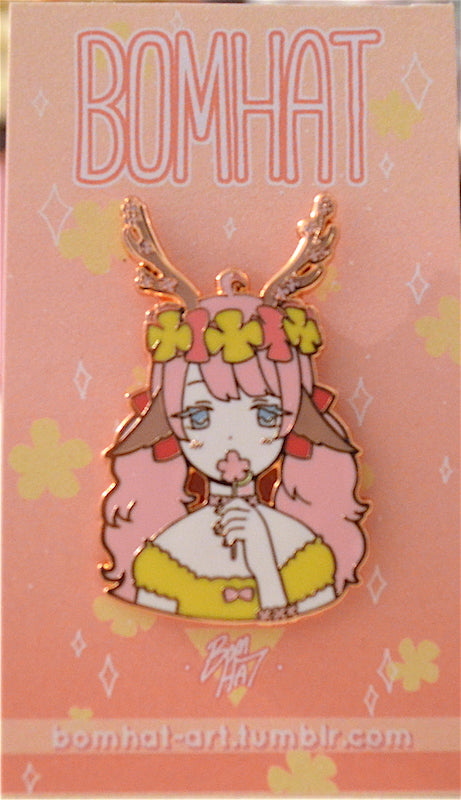 deer girl & bunny girl enamel pin