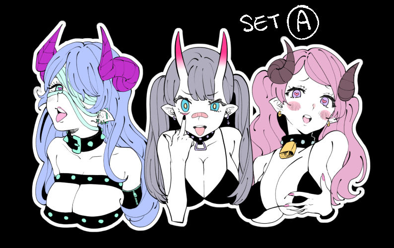 demon girls reflective stickers