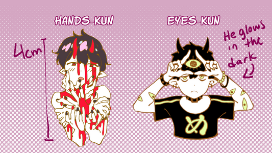 eyes-kun and hands-kun pins :)