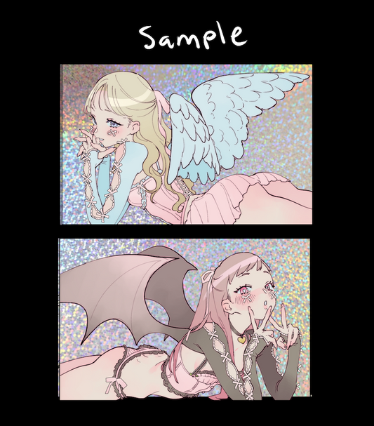 demon/angel glitter girls - sticker set