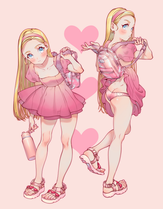 pink backpack girl - sticker set